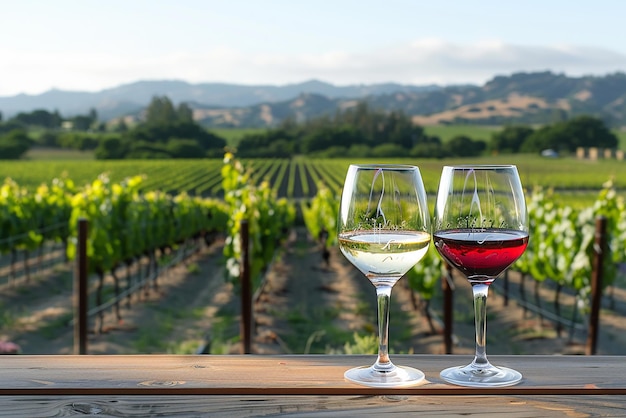 two wine glasses with wine in them on a table