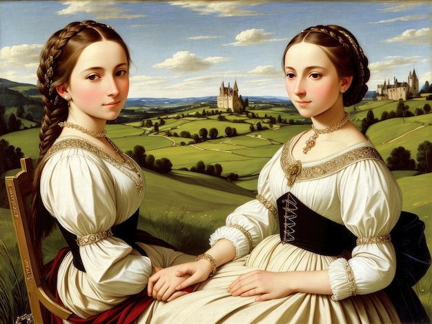 Two women are sitting on a field and one is wearing black