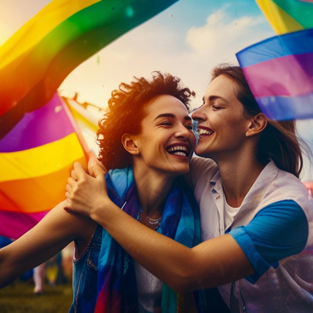 two women are smiling and one is wearing a scarf that says quot the word quot on it