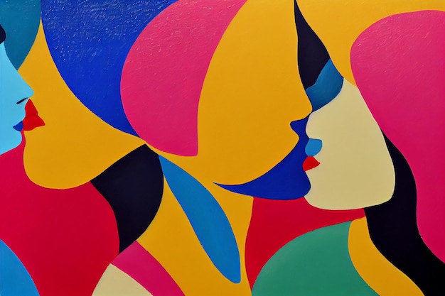 two women kissing bathed in oil painting digital illustration