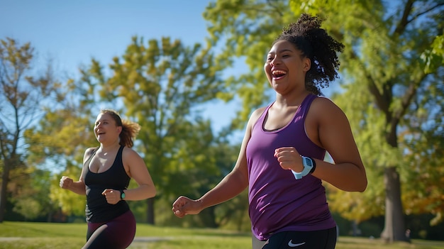 Two Women Running in the Park