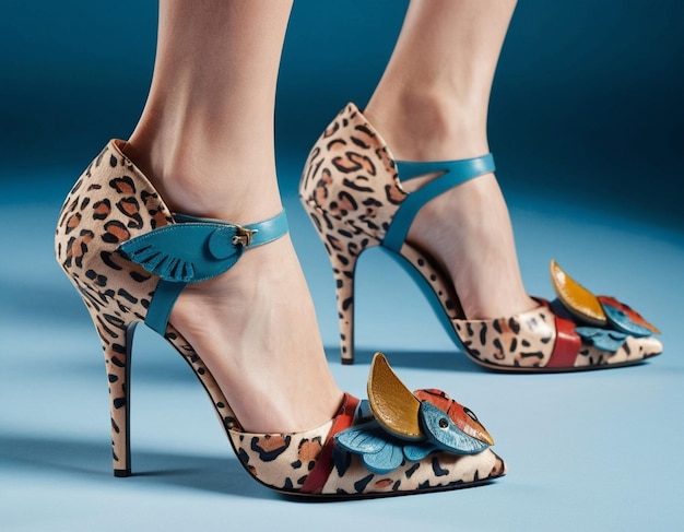 two women  s shoes with leopard print on them