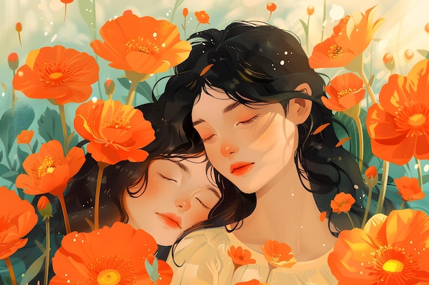 Two Women Sleeping in a Poppy Field