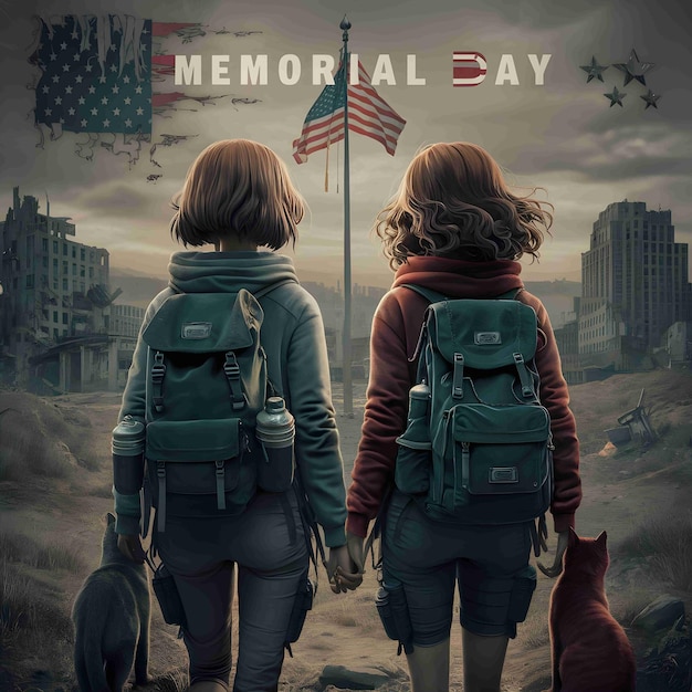 two women stand with memorial day celebration