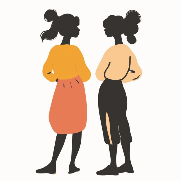 two women standing next to each other with their arms crossed generative ai