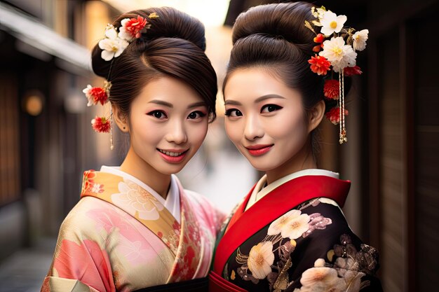 two women in traditional japanese clothing