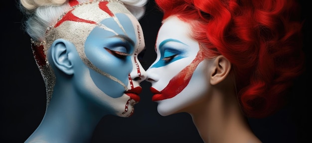 two women with face paint