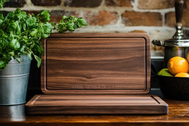 Two Wooden Cutting Boards on a Wooden Tabletop