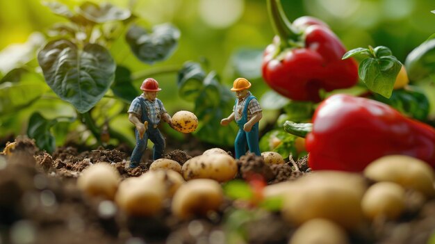 two workers are in the garden with a tomato and a tomato