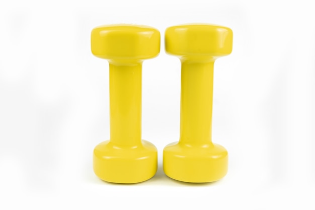 Two yellow dumbbells  