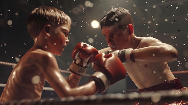 Two young boxers in a boxing ring