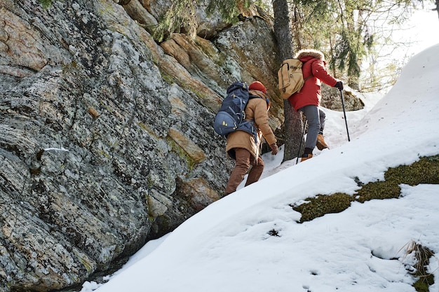 Two young men hiking