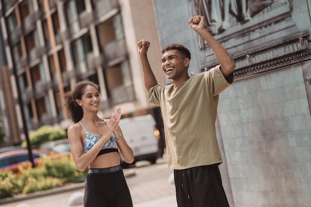 Two young people looking carefree and joyful