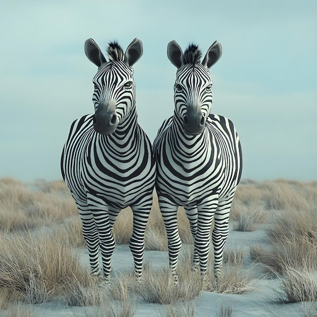 Photo two zebras standing in the desert of namibia africa