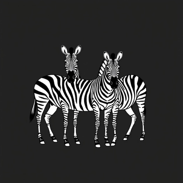 Photo two zebras standing side by side with one showing the number 3