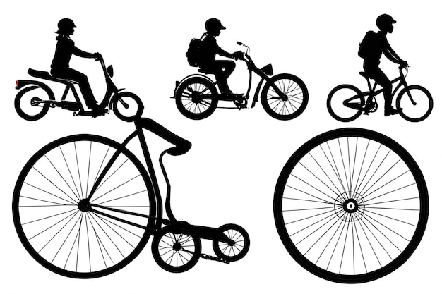 Photo twowheeler bicycle or cycle black illustration silhouettes