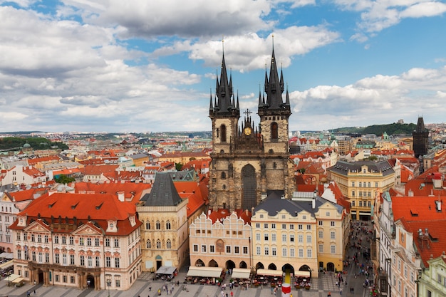 Tyn cathedral church at market square, Prague, Czech Republic