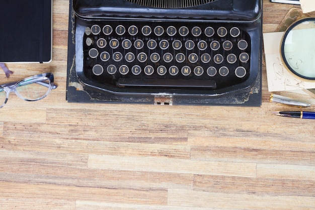 Typewriter on table