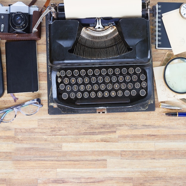 Typewriter on table