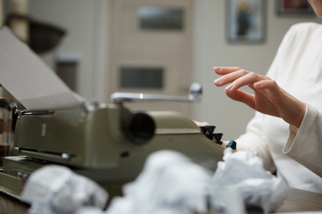 Typewriter with crumpled paper