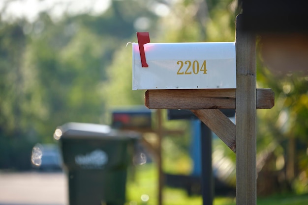 Typical american outdoors mail box on suburban street side