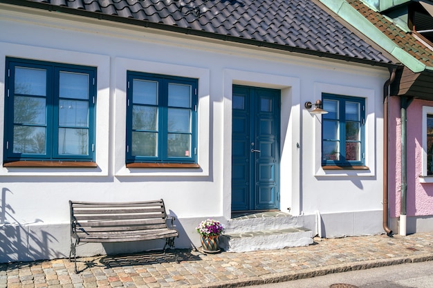 Typical architectural street scene from the small Swedish city Ystad in south Sweden.