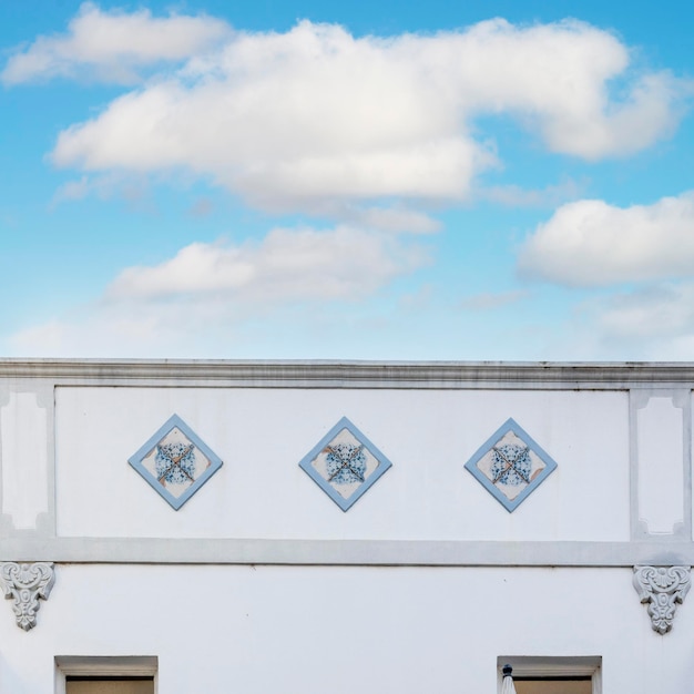 Typical architecture of Algarve vintage style buildings, located in Olhao, Portugal.