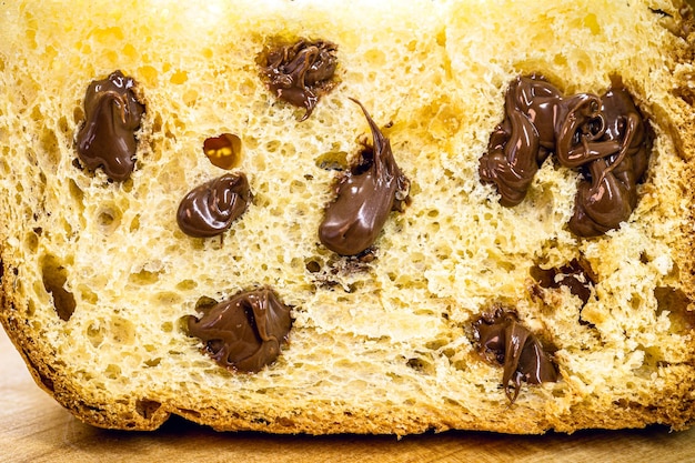 Typical Brazilian chocolate panettone, called chocotone, New Year and Christmas dessert