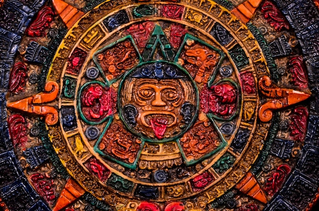 Typical Colored Clay Maya Calendar