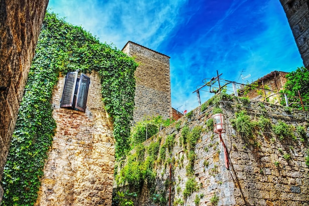 Typical corner of San Gimignano in hdr Italy