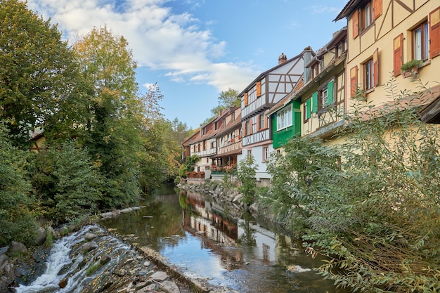 Typical houses of a village called Eguisheim in the area of Alsace France