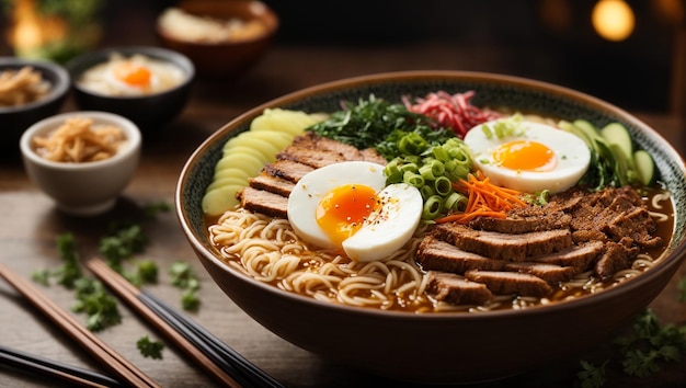 Typical Japanese food ramen with a stunning natural feel