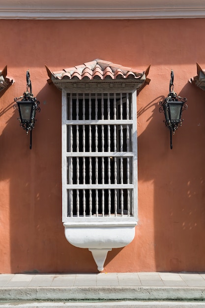 Typical Latin American colonial window in Cartagena, Colombia