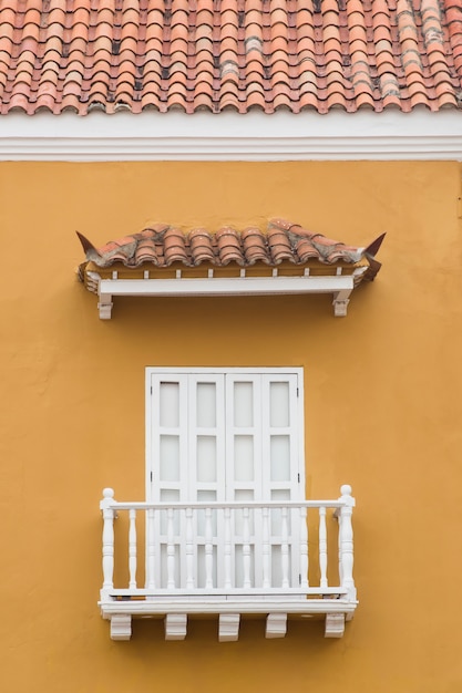 Typical Latin American colonial window in Cartagena, Colombia