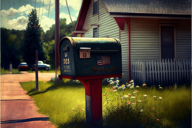 Photo a typical mailbox outside an american home ai generated