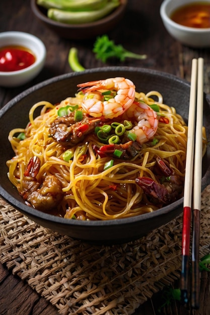 Typical Malaysian fried mamak noodles