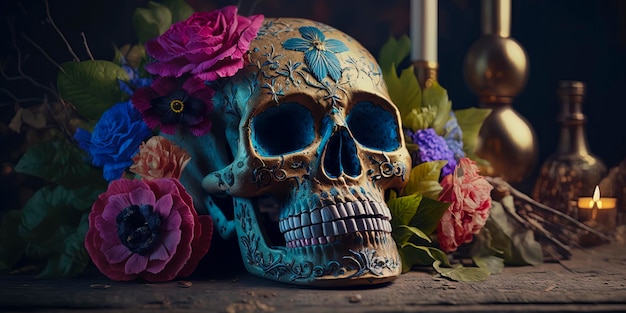 Typical mexican skull painted