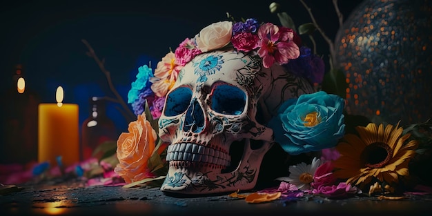 Typical mexican skull painted