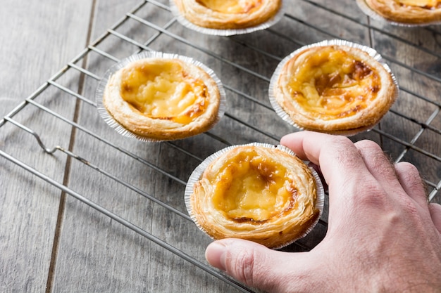 Typical Portuguese egg custard tart called Pasteis de nata