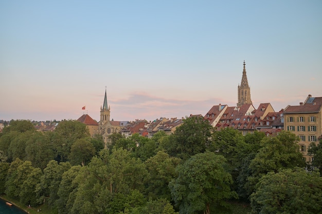 Typical roofs of old houses in the city of Bern in Switzerland