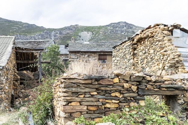 Typical rural landscapes built with black slate stone black villages of the alcarria