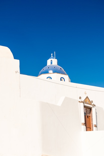 Typical Santorini church in Greece in the Cyclades