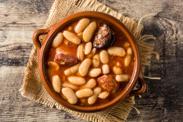 Typical Spanish fabada asturiana