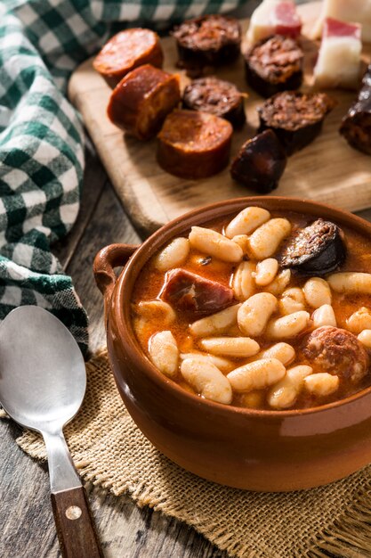 Typical Spanish fabada asturiana