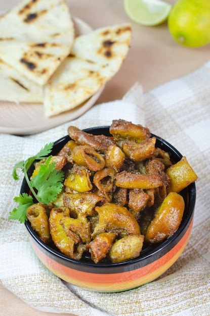 Typical and traditional food from Colombia and Mexico Chunchurria with arepacorn tortilla