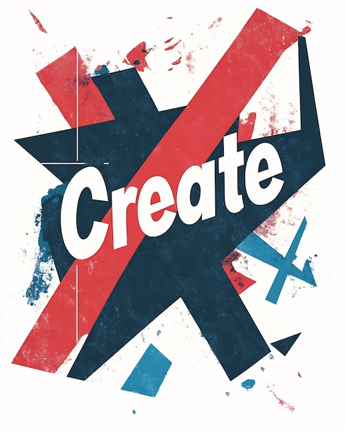 Photo a typographic poster with the word create arranged in a playful asymmetrical layout using bold contr