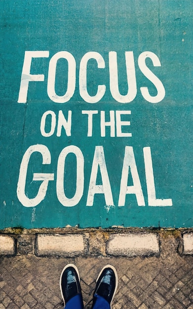 Photo typography art 'focus on the goal' inspirational conceptual artwork