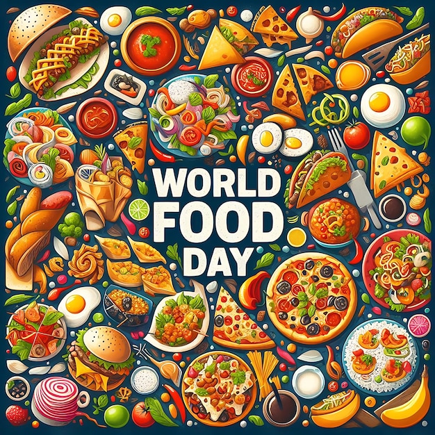 Photo typography design with image world food day