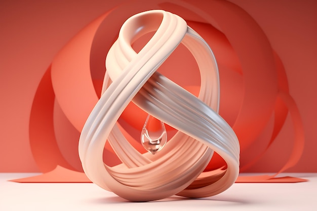 Typography of international womens day with ribbon in 3d shape