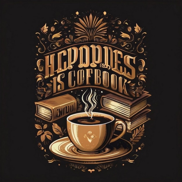 Photo typography ribbon coffee tshirt design for international coffee day